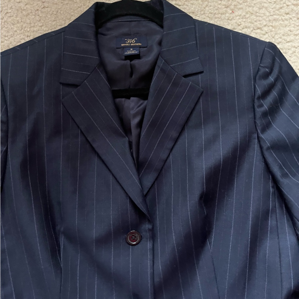 Brooks Brothers Women's Navy Pinstripe Blazer